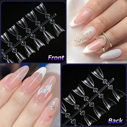 240pcs XS Fake Nails Short Square/Almond False Nail Tips Half Matte Acrylic Square Fingernails DIY For Manicure Extension Tools