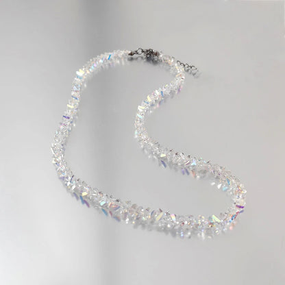Shiny Transparent Crystal Irregular Beaded Bracelet for Women Korean Mulit-cut Pink Glass Chain on the Hand Jewelry Girls Gifts
