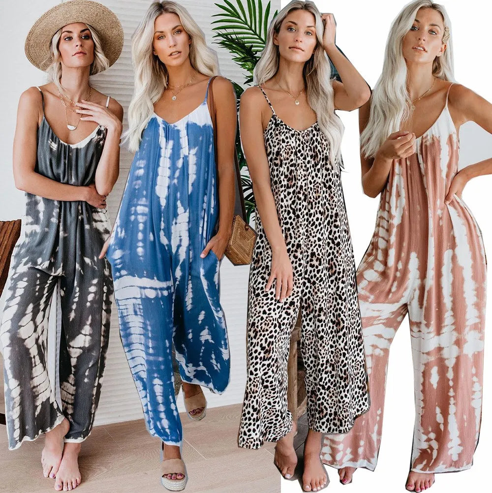 Women's jumpsuit 2023 new women's clothing wholesale Russian European and American suspender sexy wide leg pants Badiee Stylez