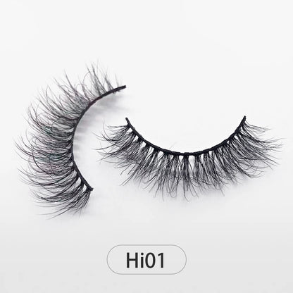 Dropshipping Reuseable Natural Long 12-15mm 3D Faux Mink Lashes Fluffy Volume False Eyelashes Cruelty Free Wispy Makeup Lashes Hi01 15mm CHINA