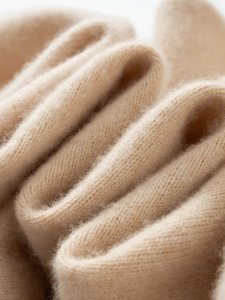 100% Cashmere Sweater Long Dress New Women High Turn-down Collar Pullover  Soft Cosy Autumn Winter Casual Solid Knitwear Dress Badiee Stylez