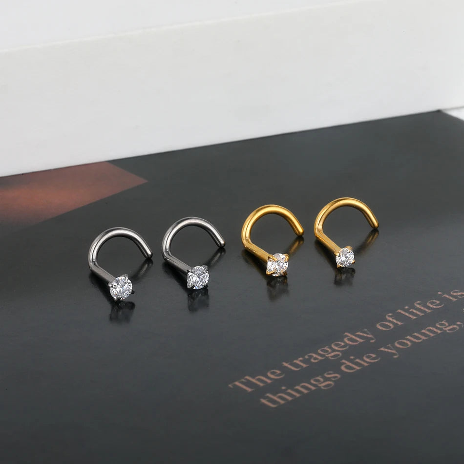 1PC Titanium 18G /20G 1.5/2/2.5/3mm Zircon Gem Nose Stud Piercing Screw Prong CZ Nostril Earring Nariz Piercings Sexy Jewelry Badiee Stylez
