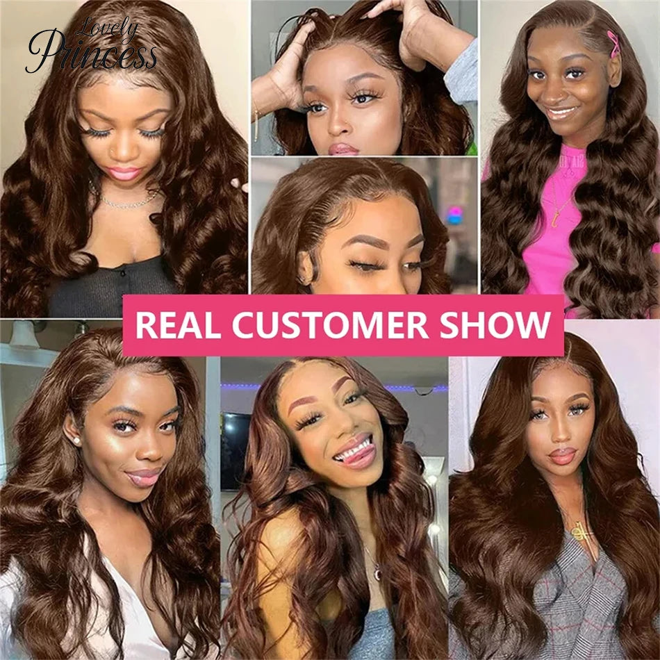 30 Inch Chocolate Brown Body Wave Lace Front Wig Transparent 13x6 HD Lace Frontal Wigs 13x4 Preplucked Colored Human Hair4x4 5x5 Badiee Stylez