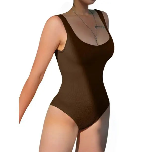 White Sports Tank Top Women Scoop Neck Off Shoulder Body Top Streetwear Ribbed Bodysuits Suit Slim Clothes Catsuit Clothing