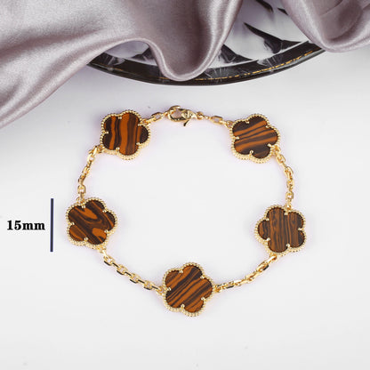 7 colors classic simple five-leaf flower pendant necklace natural stones clover Choker Chain for women party daily wear jewelry 26