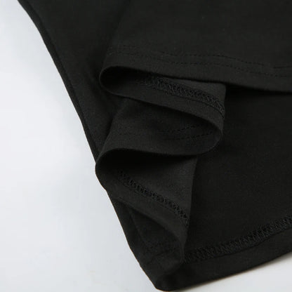 CIBBAR Gothic Print Black Tube Top Women Strapless Skinny Cropped Tops Summer Casual Chic Graphic Tees y2k Streetwear Vest Basic