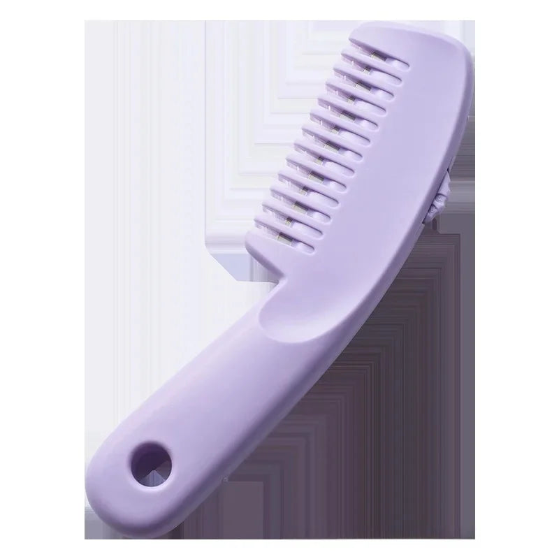 Portable Mini Hairdressing Comb Two-In-One Hair Cutting And Styling Professional Salon Comb for Black Hair And Wigs Taro purple