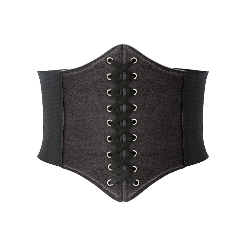 Fashion Women Corset Wide Belt Pu Leather Slimming Body Waistband Ladies Elastic High Waist Belt Gothic Dress Girdle Badiee Stylez