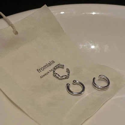 3Pcs/Lot  Silver Color Chain Ear Cuff Non-Piercing Fake Cartilage Clip Earrings For Women Men Creative Trend Christmas Jewelry Badiee Stylez