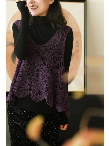 Thin T shirt Women Clothing Casual Vintage Streetwear Tops Coat Summer Spring Autumn Sleeveless Harajuku Clothes Women Vest A-Purple One Size