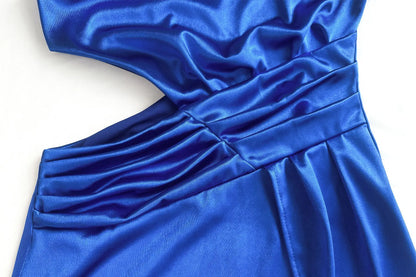 Sexy One-shoulder Club Dress Ladies 2025 Summer Solid Hollow Bodycon Dress Women Party Tight Mini Dresses Clubwear