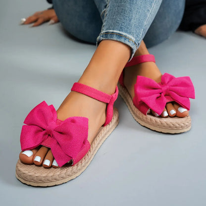 Women Sandals 2024 New Summer Lightweight Sandals Fashion Beach Casual Slippers Outdoor Bow Tie Flat Shoes Home Slides Women