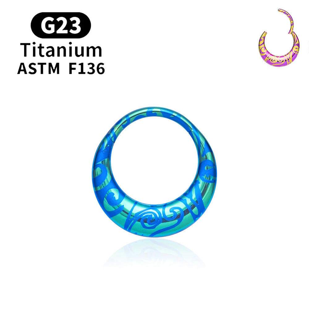 ASTM F136 Titanium 16G Moon Septum Hoop Ring Anodizing Hinged Segment Nose Clicker Tragus Helix Daith Earring Piercing Jewelry 1PCS 2