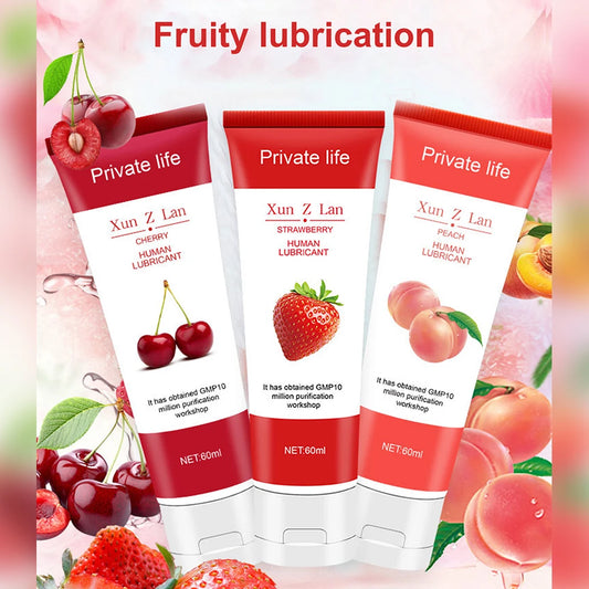 60ml Water-based Sex Lubricant Strawberry Cherry Flavor For Session Relieve Dryness Adults Lube Adult Gel