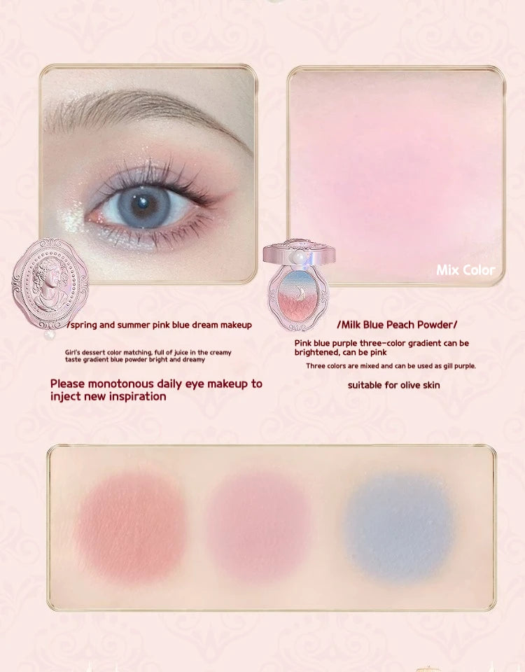 Colorrose Embossed Powder Blush Blue Genuine Nude Makeup Natural Party Blusher Shimmer Pearlescent Highlight Eyeshadow