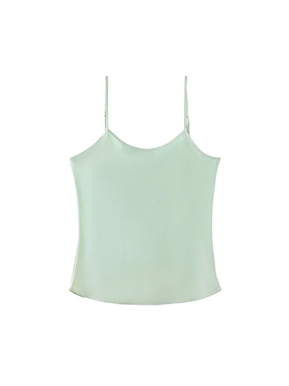 SuyaDream, Women 100%Real Silk Camisoles, 19MM, Solid Cozy Camis, 2024 Spring Summer Basic T shirts, White, Pink, Beige Light Green