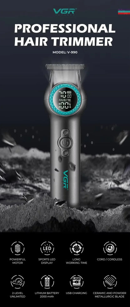 VGR Hair Clipper Professional Hair Trimmer 8000 RPM Hair Cutting Machine Electric Haircut Machine Cordless Clipper for Men V-990