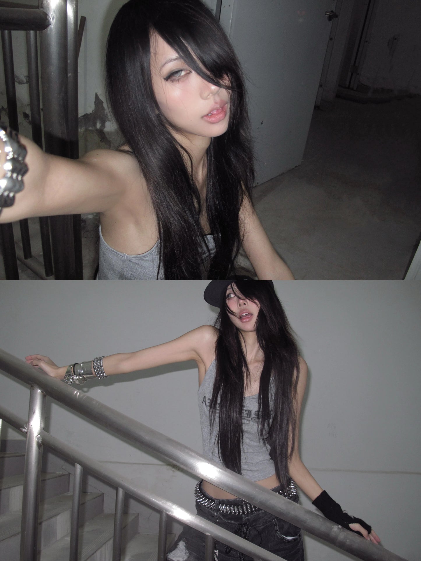 Karrcat Trashy 2000s Letter Print Tank Top Japanese Y2k Gray Camis Tops Grunge Aesthetics Sleeveless Crop Tops American Retro