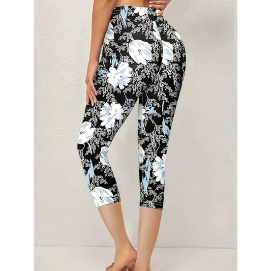 Plus Size Fashion Women's Cropped Printed trendy trousers Women's Tight Pants Seven-point Leggings