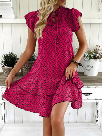 Casual Loose Printed Short Dresses For Women 2025 Fashion Summer Women's A-Line Mini Dress Elegant Vintage Female Dresses