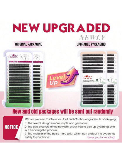 FADVAN 6D-W shaped eyelash extension (3D double tips) Automatic Flowering Premade Fans Eyelash Extensions