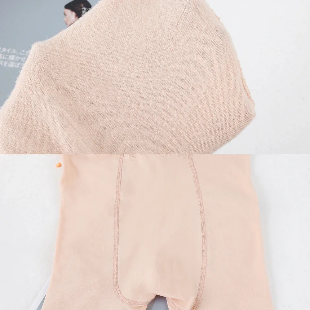 Colorful Fleece Lined Tights Women Thermal Pantyhose for Female Winter Panty Polar Skin Black Effect Stockings Thermal Leggings