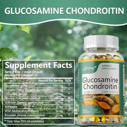 Glucosamine Chondroitin MSM - Joint Support Supplement for Men and Women, Triple Strength Vitamin - Relieve Joint Discomfort