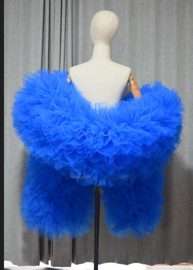 Fashion Stage ball party Club fluffy Ruffle edge tulle boas shawl cape wraps tippet cappa opera cape wedding accessory Badiee Stylez