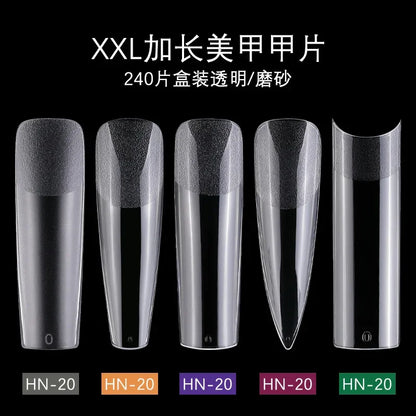 240PCs Extra Long XXL Size False Nail Tips Soft Gel Coffin Square Almond Fake Nail Tips Half Matte No Trace Traceless Nails