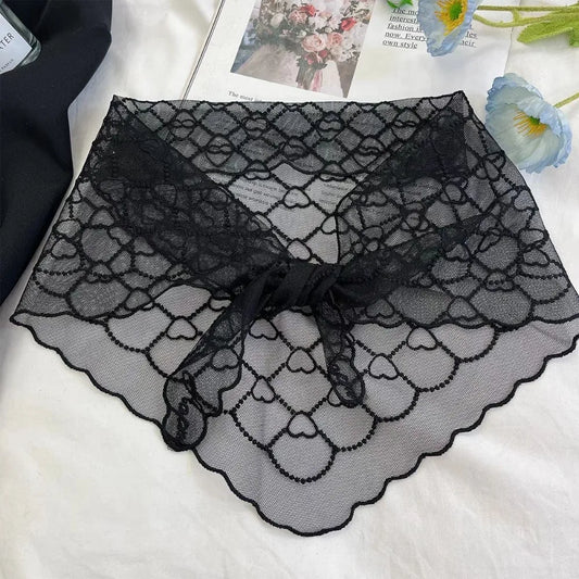 Sweet Love Heart Lace Scarves Korean Style Neck Wrap Bandanas Shawl Headscarf Headband Triangle Hijab Scarf Gift
