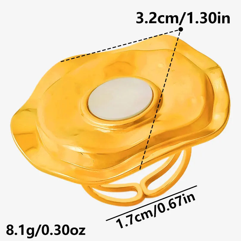 Sea Jewelry Shell Leaf Geometric Round Stainless Steel Rings For Women Men Accessories Open Adjustable Ring Beach Holiday Bagues