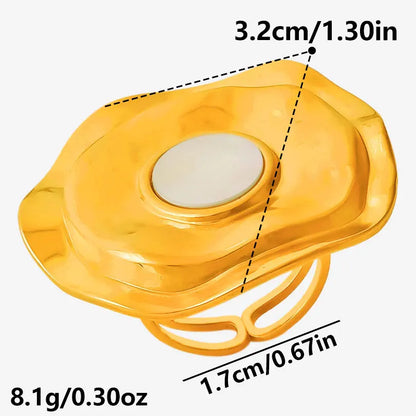 Sea Jewelry Shell Leaf Geometric Round Stainless Steel Rings For Women Men Accessories Open Adjustable Ring Beach Holiday Bagues