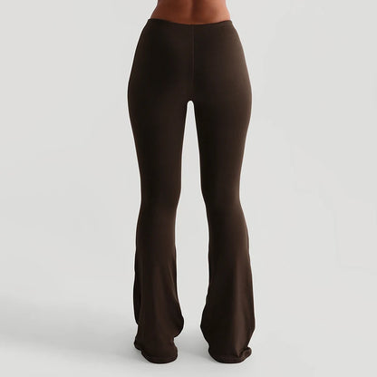 CUTENOVA Women's Slim Solid color Micro Flare Casual Pants basic Fashion Sexy Sports Jogging Trousers Chic Floor Length Bottoms