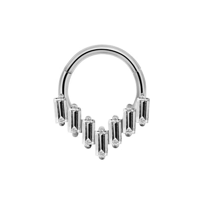 Flower Moon Heart Waterdrop Septum Piercing Daith Conch Tragus Hoop Earring Clicker Segment Nose Ring 316L Surgical Steel 16G D-Silver Color