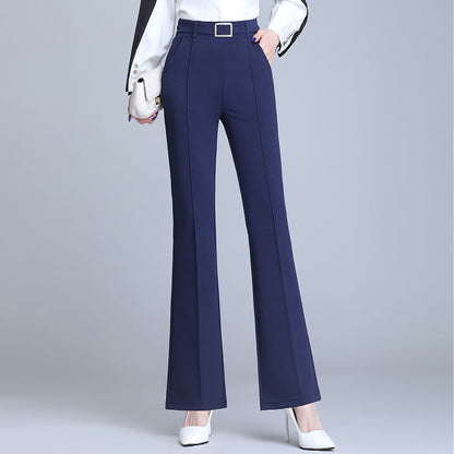 Office Lady Elegant Fashion Flare Pants Spring Autumn Diamonds High Waist All-match Solid Women Casual Straight Trousers 2022 Badiee Stylez