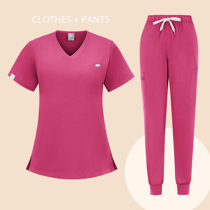 HZMNOI Thick Highquality Suit Unisex Pharmacy Nursing Hospital Doctor's Work Clothes Dental Clinic Beauty Salon Surgical Clothes Badiee Stylez