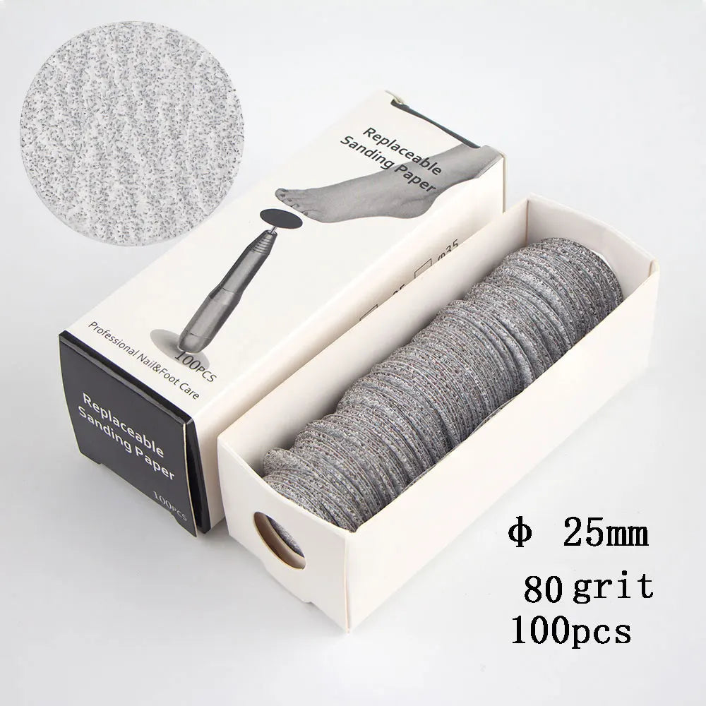 Disc For Pedicure Cuticle Callus Remove Tool For Electric Foot File Callus Hard Dead Skin Pedicure Tools Replaceable Sandpaper white 80grit 1box