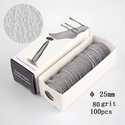 Disc For Pedicure Cuticle Callus Remove Tool For Electric Foot File Callus Hard Dead Skin Pedicure Tools Replaceable Sandpaper white 80grit 1box