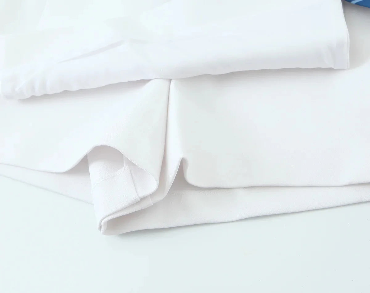 TRAFZA Sweet High Street Slim Lady Set Contrasting Colors Tops Or Belt Shorts 2025 Summer Fall Fashion Holiday Cute Shorts Set Badiee Stylez