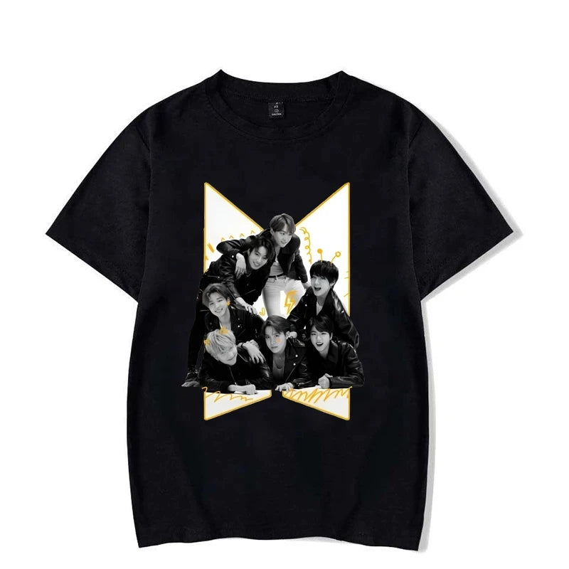 New Fun KPOP Cotton Print T-Shirt Fashion Women's Loose Plus Size Cool Summer Harajuku Casual Top KPOP Fan Women's T-Shirt A