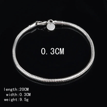 New High quality 925 Sterling Silver 4MM Women Men chain Male Twisted Rope Bracelets Fashion Silver Jewelry SL3MM