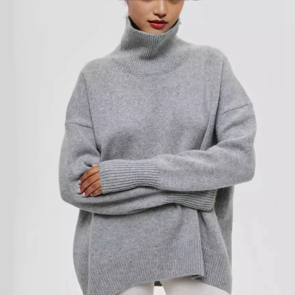 Autumn Winter Casual Fleece Thickened Warm Sweater Women's Turtleneck Solid Sweater Knitting Pullovers Rollneck Slim Fit Top Badiee Stylez