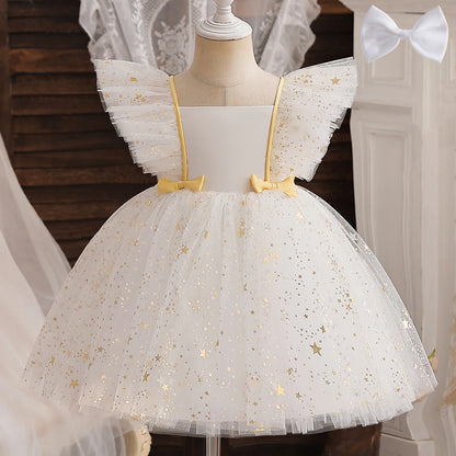 Fancy 12M Baby Sequins Tutu Gown Girl Sequin Bow 1st Birthday Princess Dress Flower Girl Costume for Wedding Party Summer Cloth