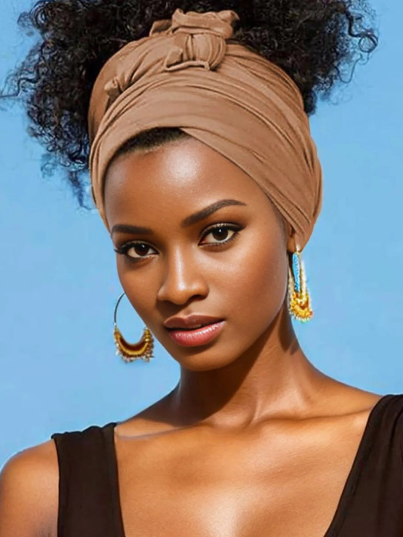Hot selling stretch jersey turban african headband solid color super soft extra long breathable headband for women