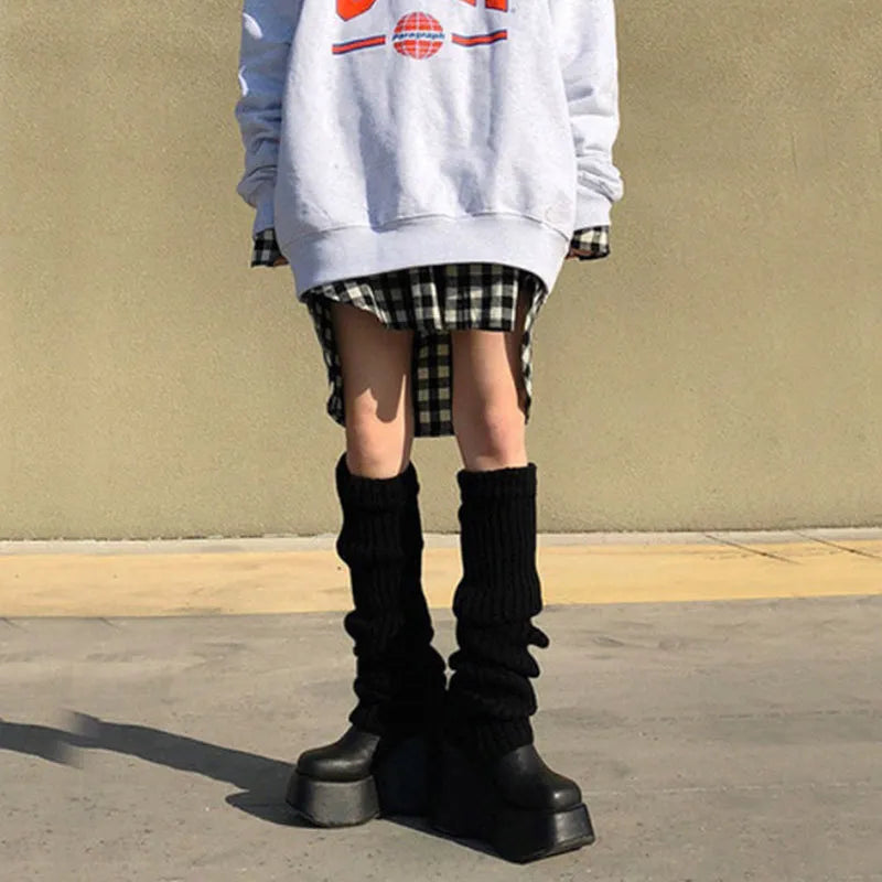 Over Knee Leg Warmer Lengthened 70cm JK Uniform Long Socks Lolita Knitted Boot Socks Pile Up Socks Foot Warming Cover Badiee Stylez