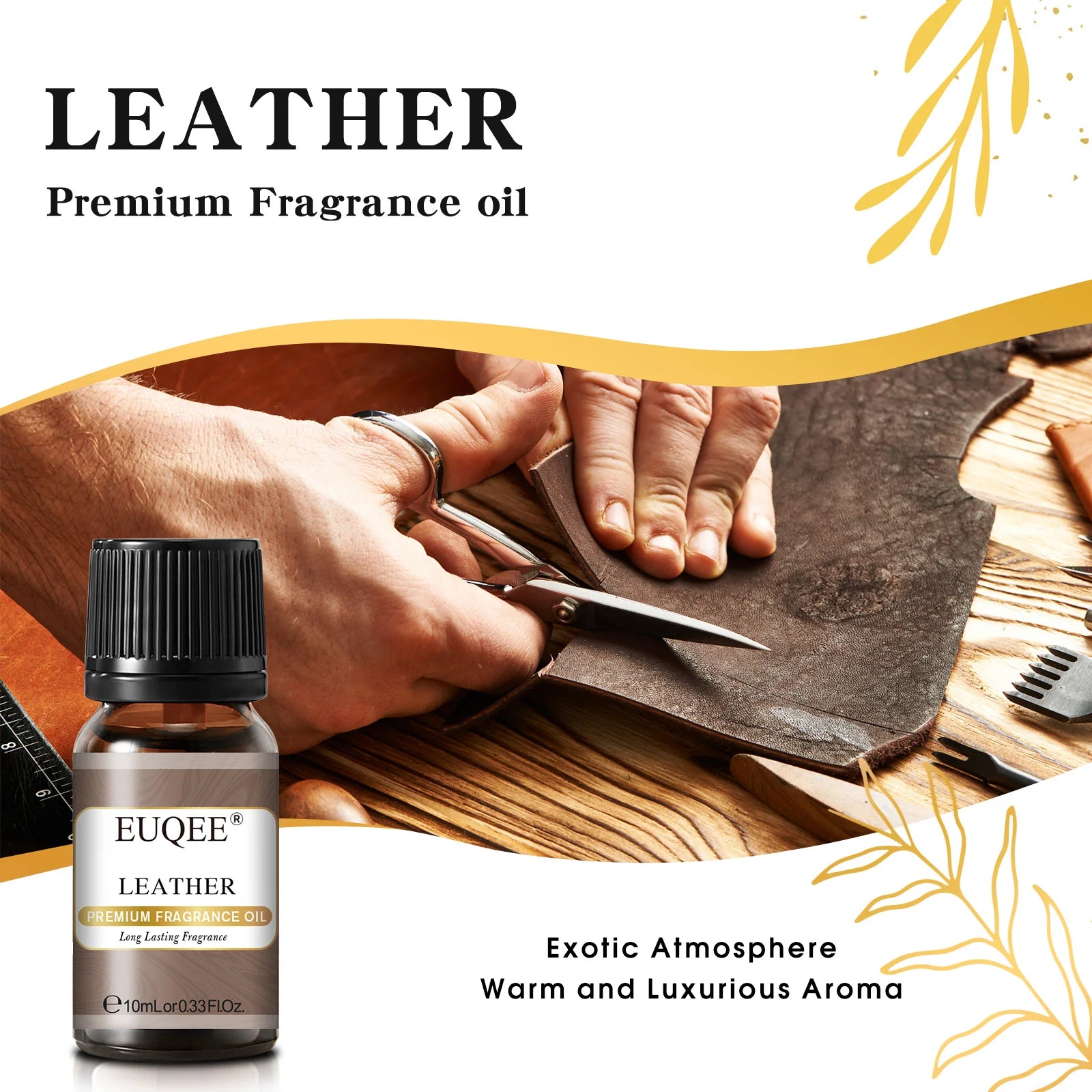 EUQEE 10ML Men's Fragrance Oil For Car Diffuser,Making Candle Leather Forest Pine Coffee Cake Cedarwood Bay Rum 1pcs/3pcs/6pcs - Badiee Stylez