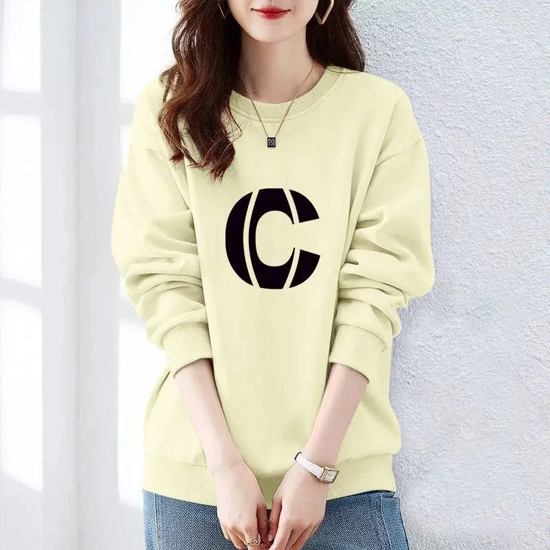 Women Clothing Spring Autumn Long Sleeve Print Letter Loose Casual Hoodies Sweatshirts Lazy Style All-match Tops Trend Fashion
