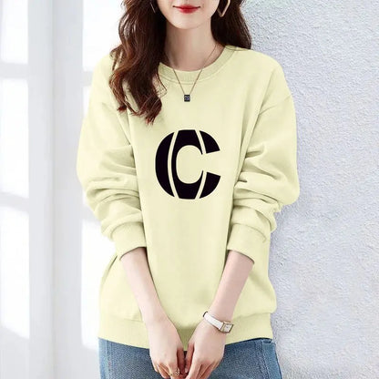 Women Clothing Spring Autumn Long Sleeve Print Letter Loose Casual Hoodies Sweatshirts Lazy Style All-match Tops Trend Fashion