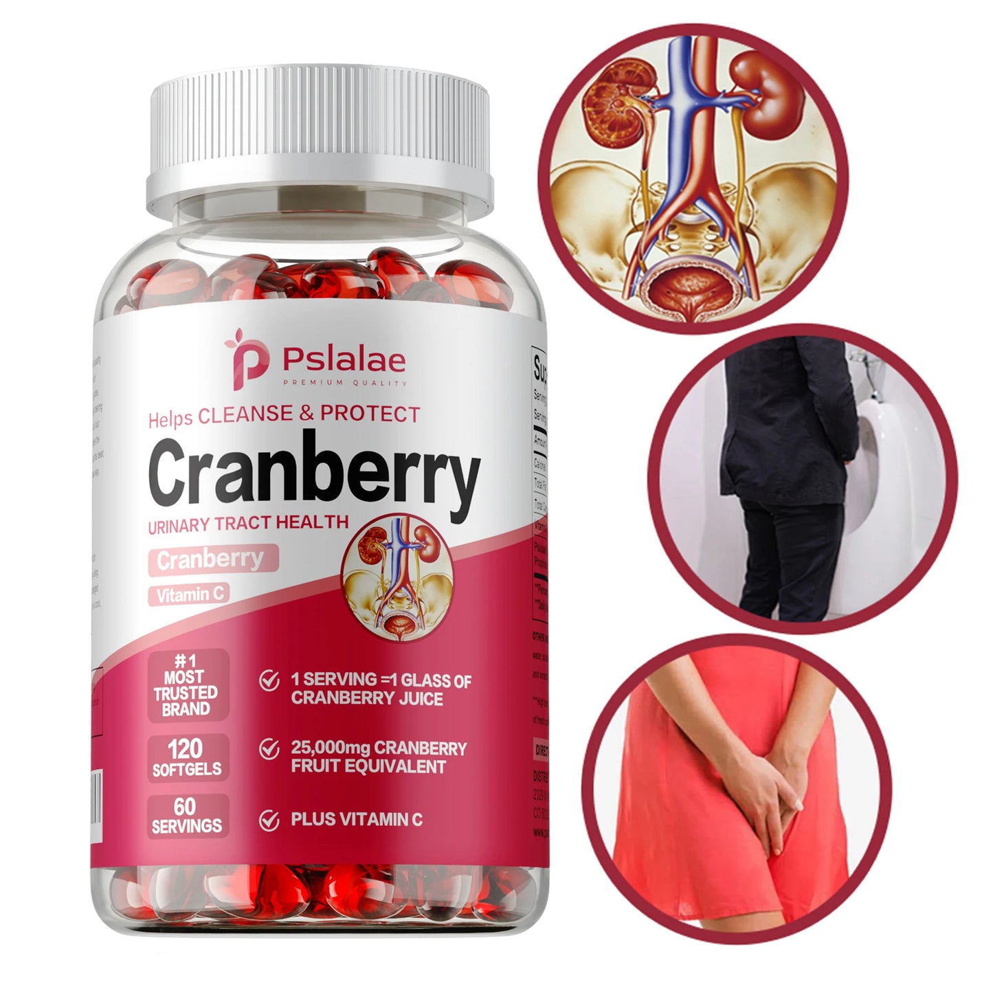 Organic Cranberry Capsules - Rich Vitamin C, Healthy Bladder, Fast Detoxification, Supports Urinary System Health, Antioxidant