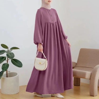 Stylish Casual Robe Bubble Sleeve Dress